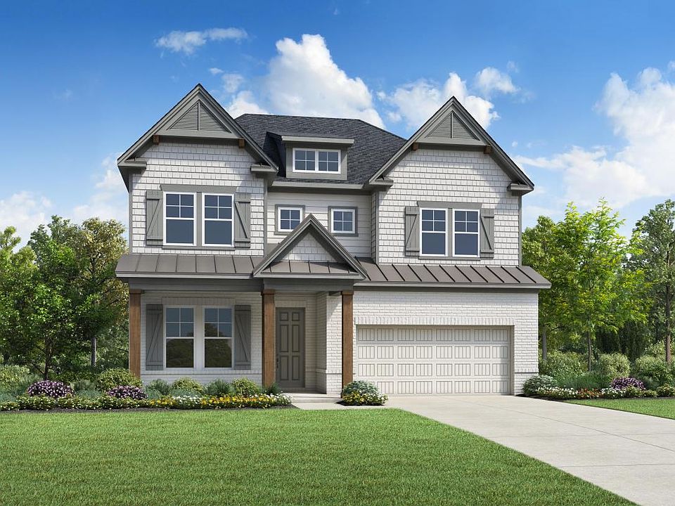 New construction single-family home in Vista Ridge Woodstock GA with modern craftsman design and landscaped front yard.
